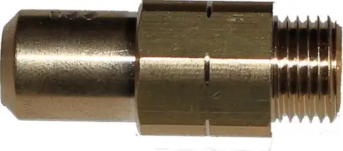 Goldfarbener Anschlussadapter mit Außengewinde, hergestellt von Wolf. Das Produkt hat eine runde Form und ist für Sanitäranwendungen geeignet.